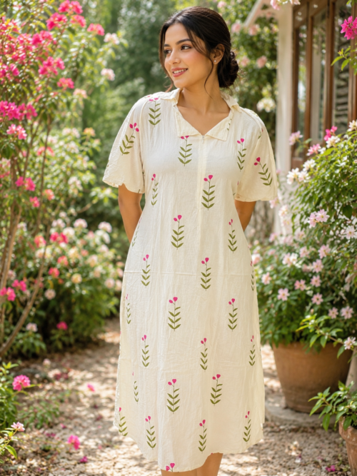 Cordcollar pinkblossam frock